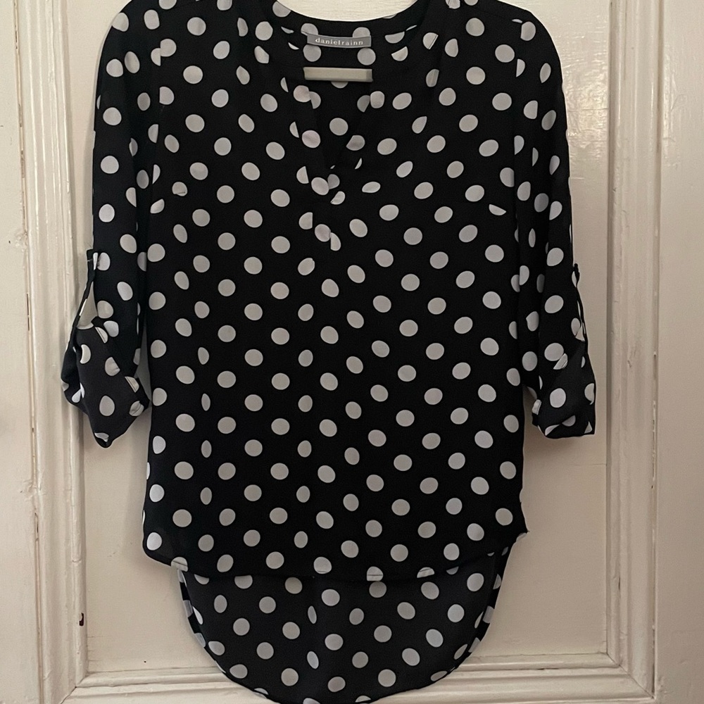 Daniel Rainn Polka Dot Top 3/4 Sleeve Size Small - Picture 3 of 6